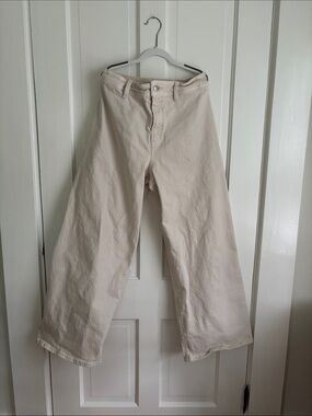 Wide Leg Cream Ankle Pants